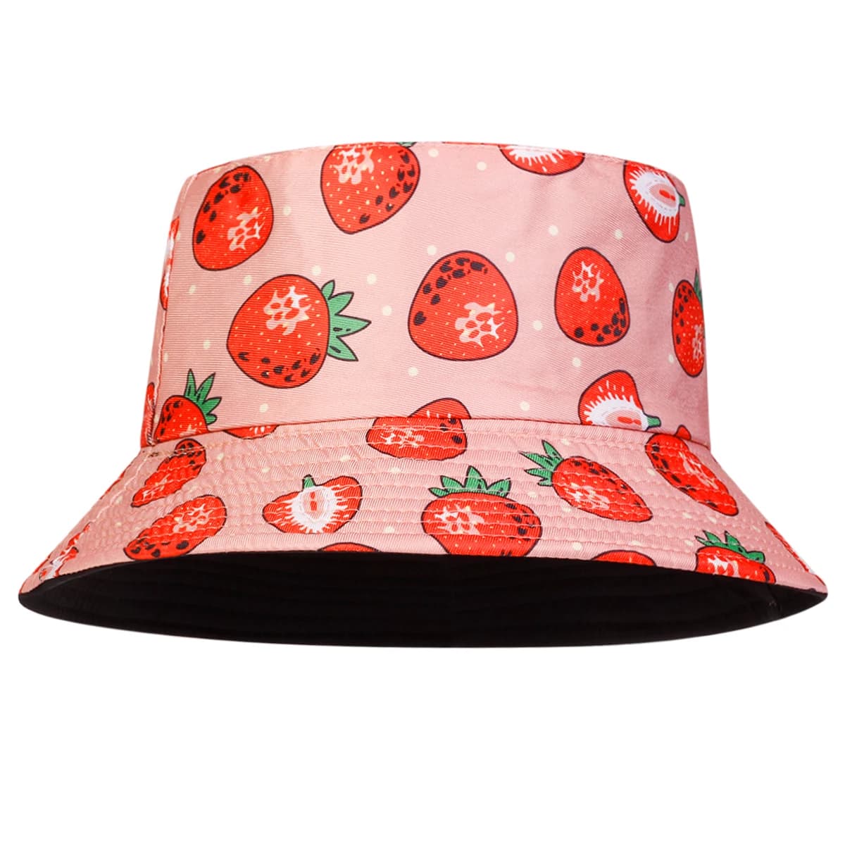 Unisex Strawberry Print Bucket Hats Fishermen Caps Spring Autumn Outdoor Casual Cap Summer Sunscreen Hat