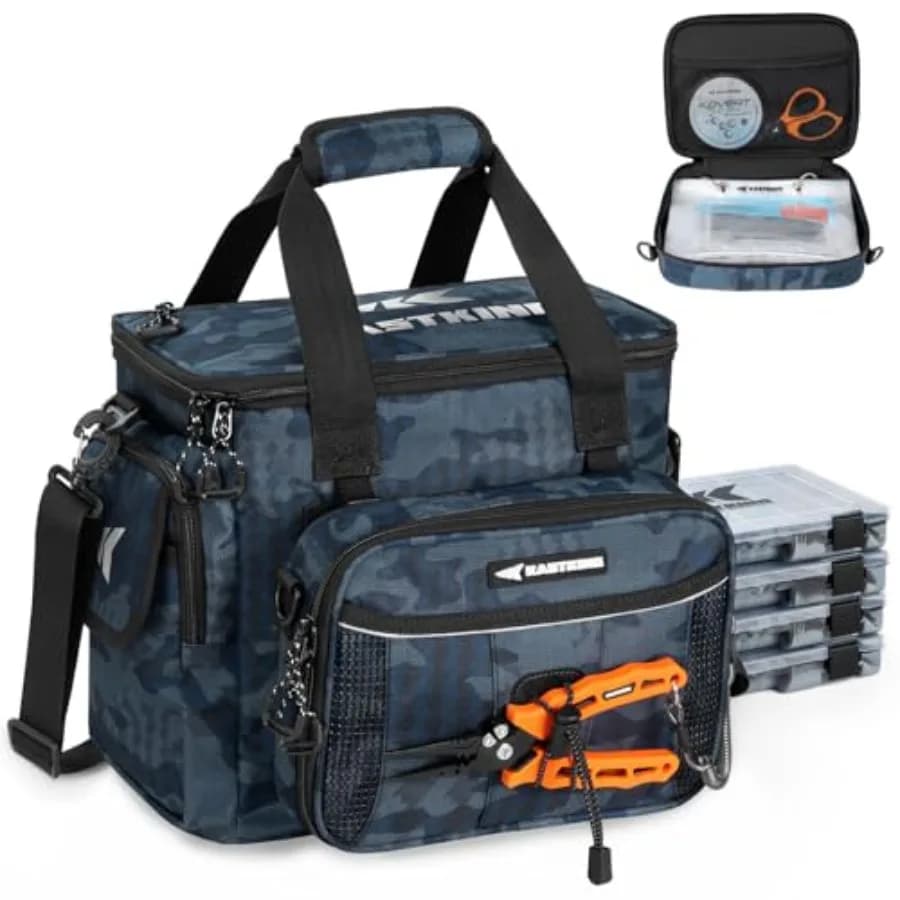 Borsa da Pesca BaitSpace con 4 Scatole Porta Esche Rimovibili, Organizzatore per Esche Resistente all'Acqua in Nero, Accessorio Durevole per la Pesca