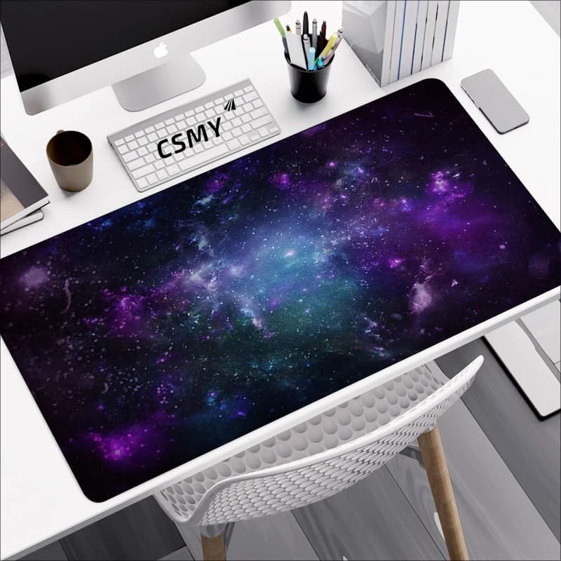 Tappetino per Mouse da Gaming Galaxy Nebula Viola Blu XXL, Base in Gomma Antiscivolo, Lavabile, per Ufficio e Casa