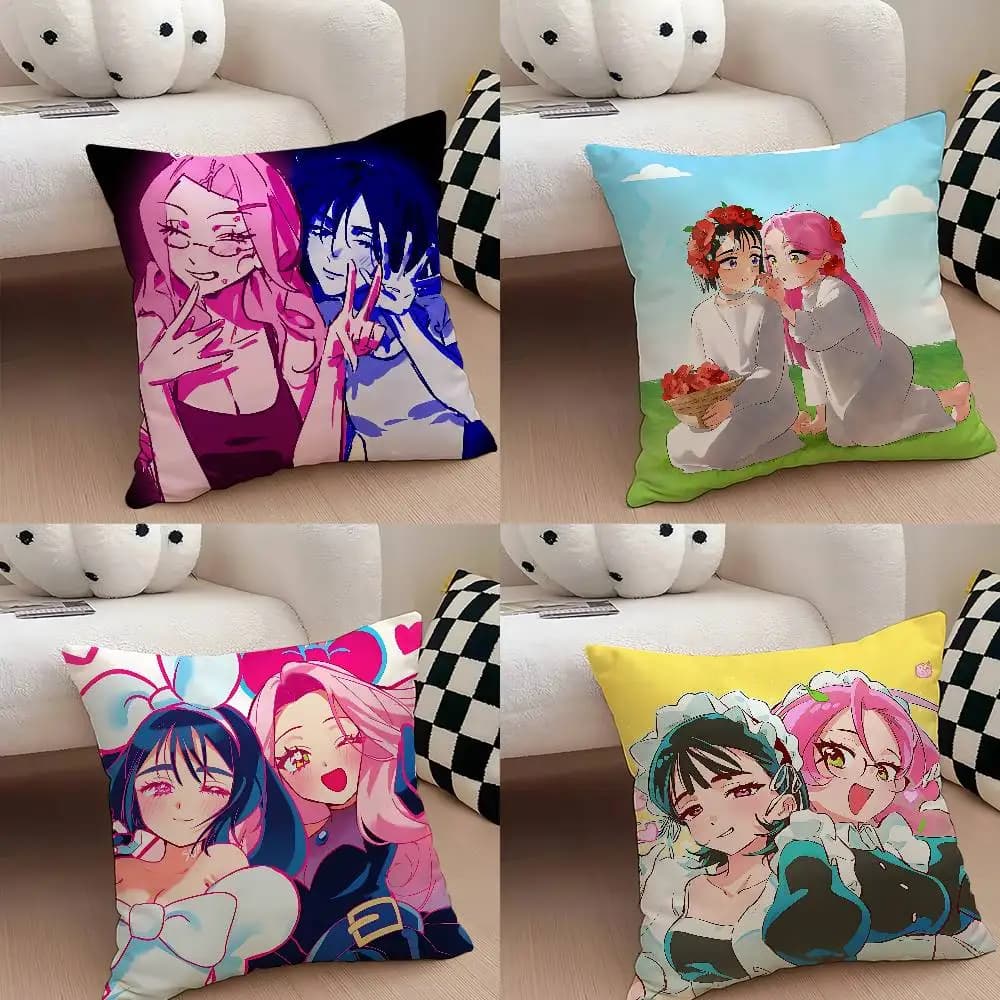 Cute Love Mizi And Sua Anime Alien Stage-S Throw Pillow Covers Pattern Cushion Cover Suitable For Sofa Bedroom Car Pillow Cover