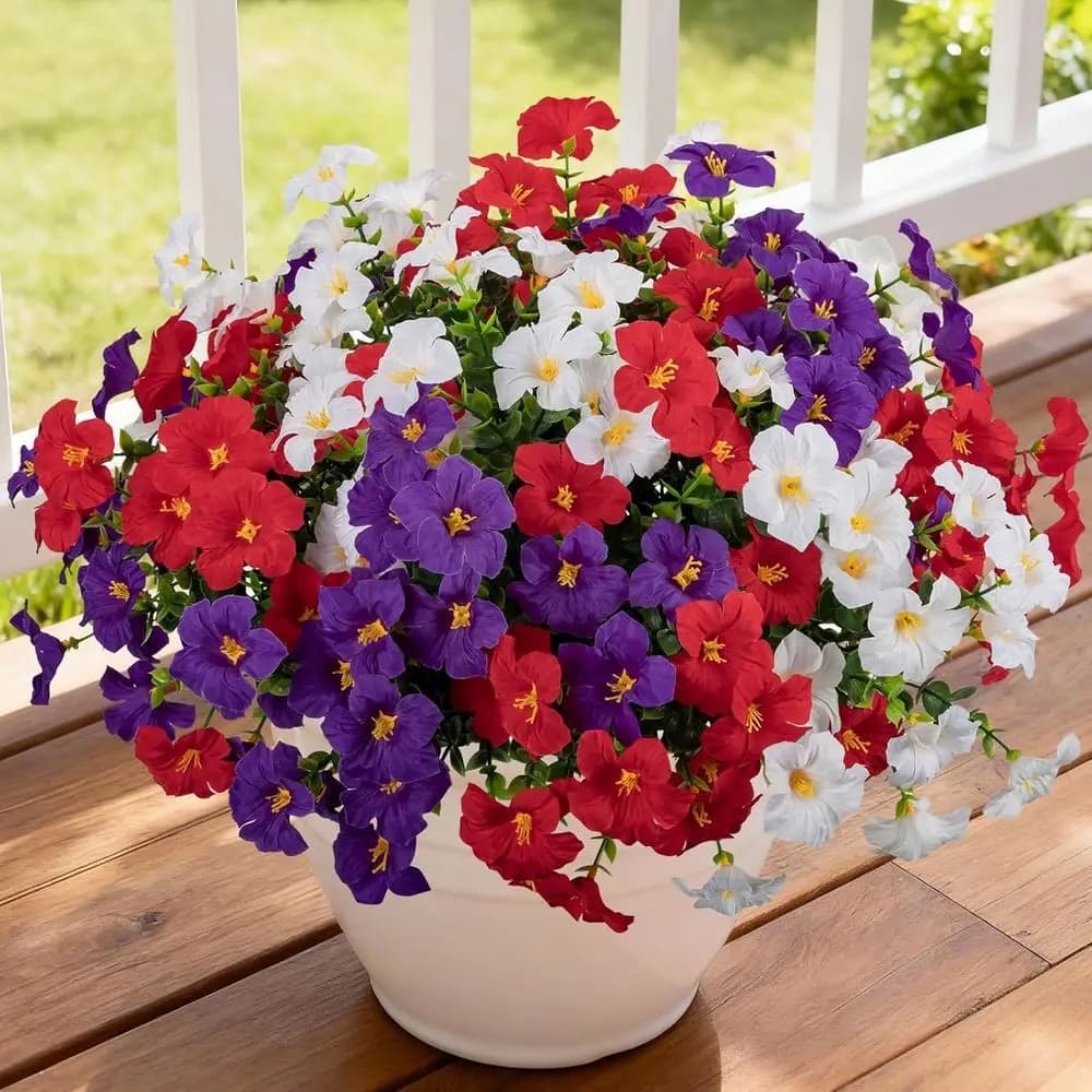 Confezione da 12 Fiori Artificiali di Glicine in Seta per Esterni, Piante in Plastica Resistenti ai Raggi UV, Ideali per Fioriere da Porta, Finestre, Patio e Giardino