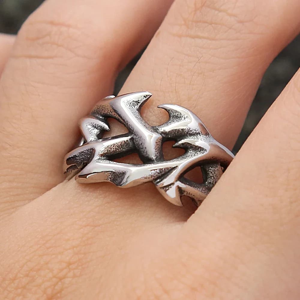 Anello amuleto unico in acciaio inossidabile 316L con corona di spine cava di moda creativa per regalo di gioielli da donna per uomo Dropshipping