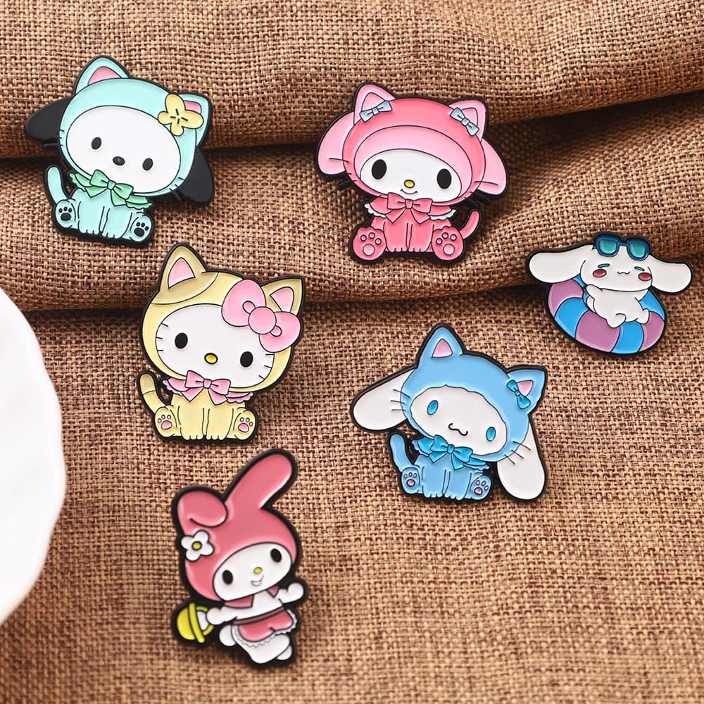 6 pcs Cartoon Anime Cat Dog Enamel Brooch Pins badge Backpack Clothing Accessories Jewelry Soul Christmas Gifts