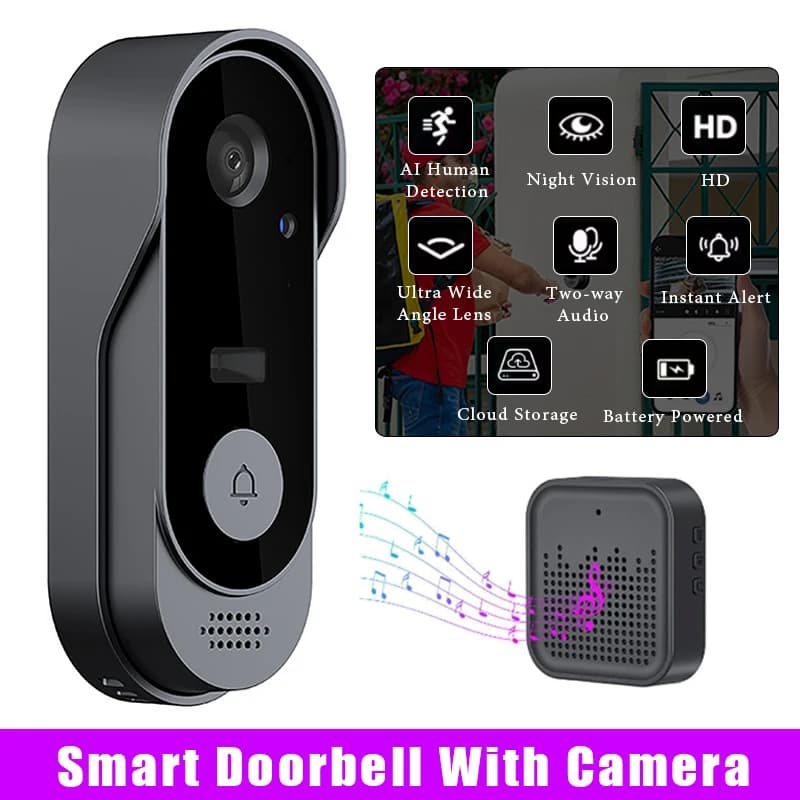 Campanello intelligente con telecamera Wifi telecomando videocitofono di sorveglianza domestica campanello impermeabile per visione notturna ad alta definizione