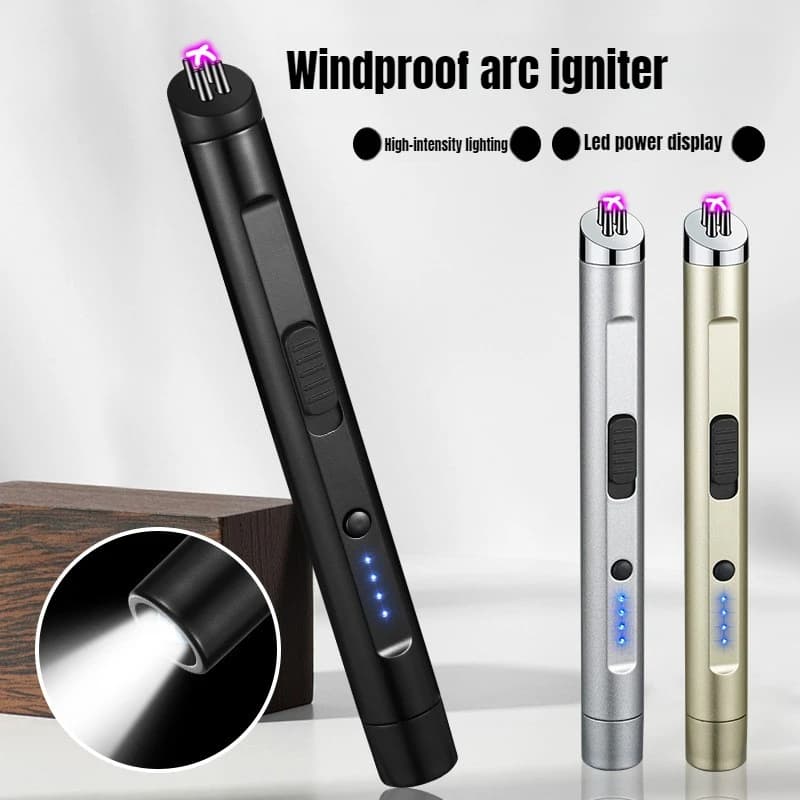 Accenditore ad arco doppio al plasma ad alta temperatura / Accendino multifunzione con luce da campeggio COB per esterni