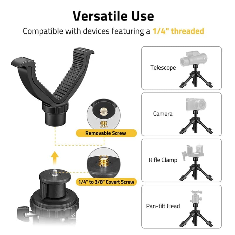 Supporto per Fotocamera da Esterno Regolabile 11.8-25" con Treppiede e Supporto a V Girevole a 360 Gradi