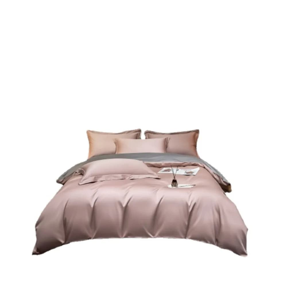 Luxury 100% Cotton 4Piece Bedding Set Solid Color Sheet Fitted Sheet Duvet Cover Premium Textured Advanced Feeling Bedding
