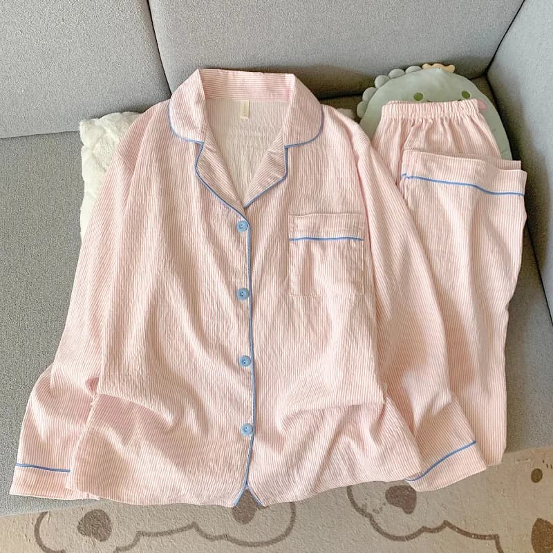 New Spring/Fall Collection: Simple and Stylish Women's Long-Sleeve Cardigan with Collar—sweet and Cute Two-Piece Loungewear Set