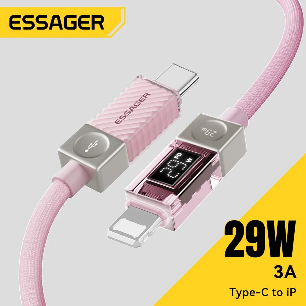 Cavo USB C Essager per iPhone 14 13 12 11 Pro Max Xs Display digitale Cavo PD 29W Ricarica rapida Tipo C per cavo dati di illuminazione
