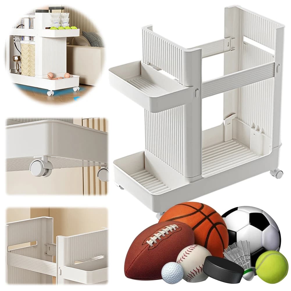 Gym Equipment Holder with Wheels Sports Equipment Storage Rack Yoga Mat Storage Basket Fitness Equipment Sports Tools Organizer