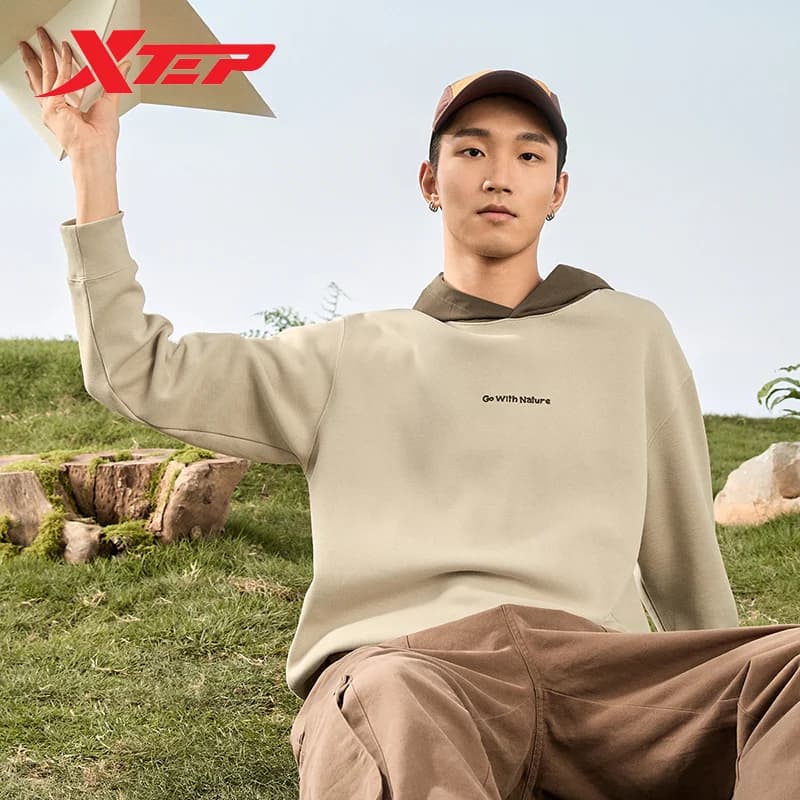 Xtep Pullover con cappuccio per uomo e donna Primavera Vita Felpa unisex all'aperto Comodo fondo morbido per coppie 876127930005