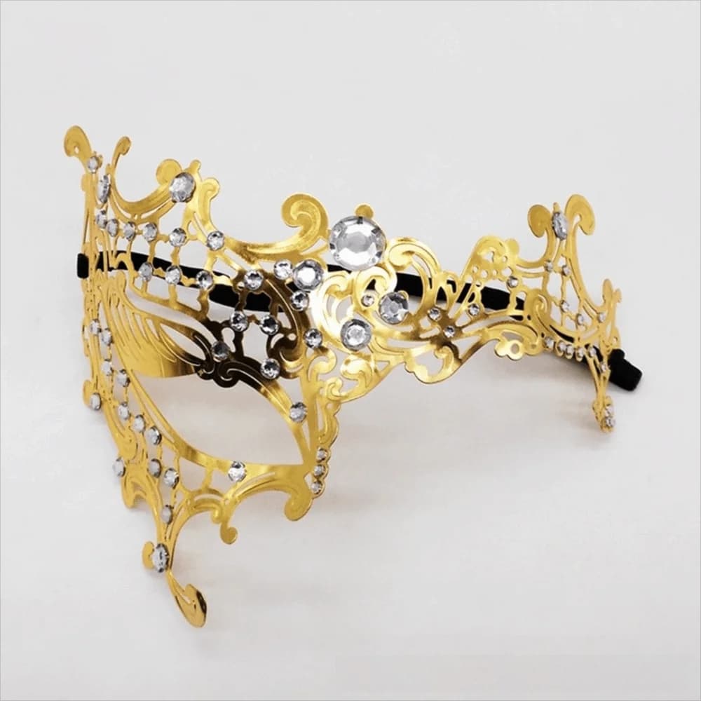 Maschera Vintage Creativa Mezza Faccia in Pizzo con Elastici in Metallo, Maschera da Ballo in Maschera Traforata con Diamanti Incastonati, Maschera da Principessa