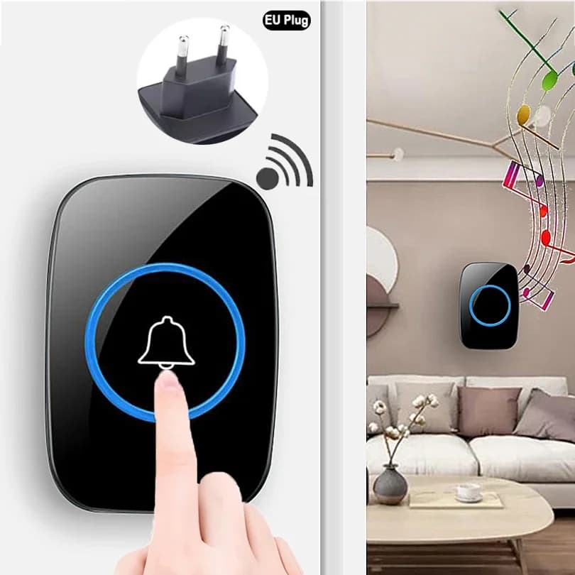 Campanello senza fili Spina UE 300M Telecomando Impermeabile 433 Frequenza attraverso il segnale a parete Allarme Ambulanza Campanello intelligente