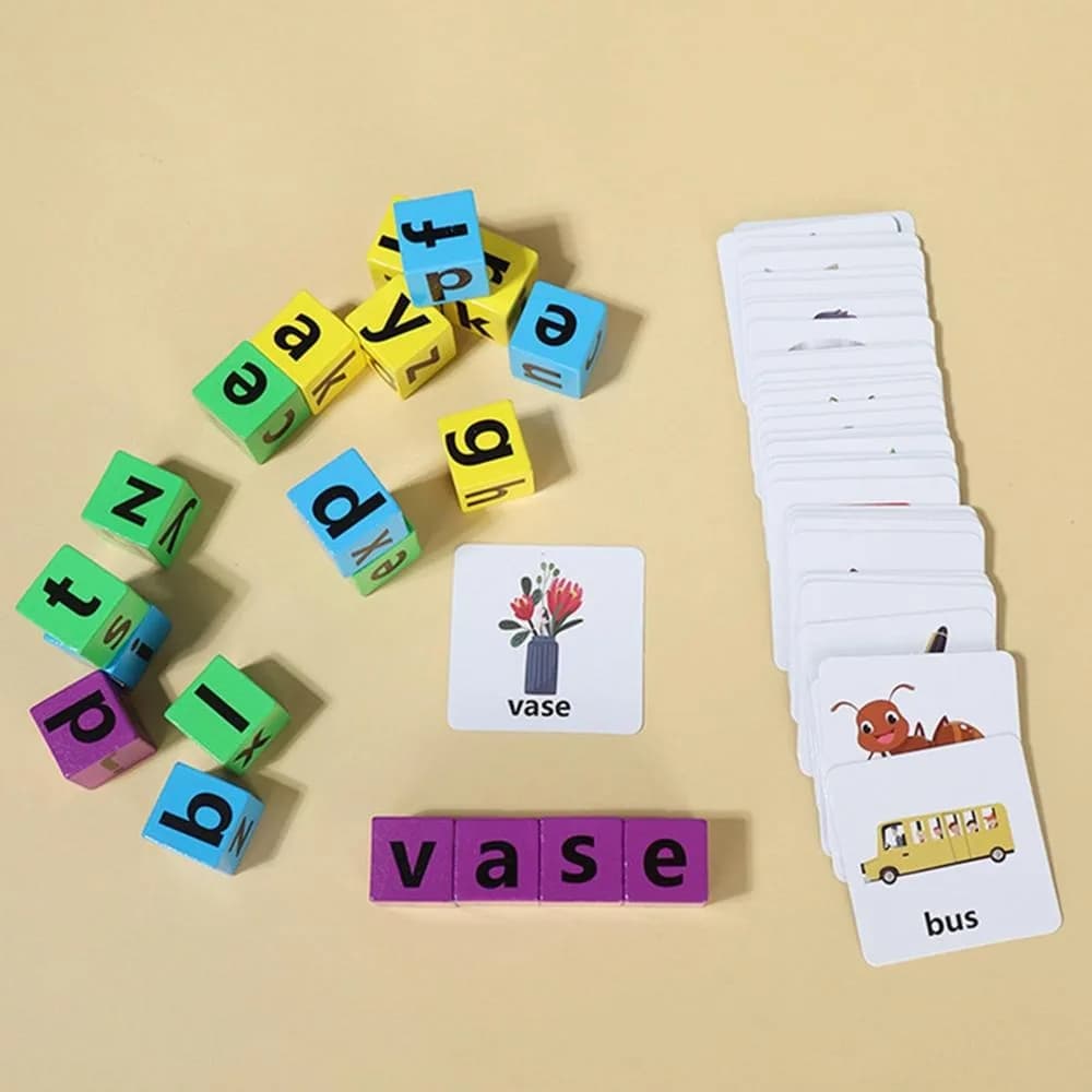 Flashcard in legno per l'apprendimento delle lettere, gioco di ortografia dell'alfabeto, puzzle con carte di parole inglesi