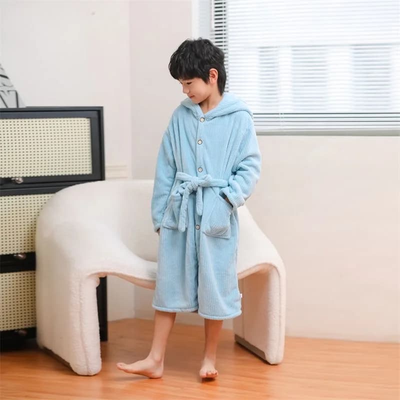 Kids Girls Velvet Hoodies Kids Autumn Winter Baby Vessel Hoodies Kids Vertical Strips Pijama 100-160 cm