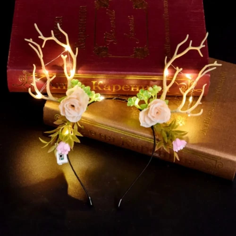 Accessori per capelli in stile coreano, decorazioni per festival, fascia per capelli con orecchie di alce, fascia luminosa da donna, orecchie da fata a forma di cervo