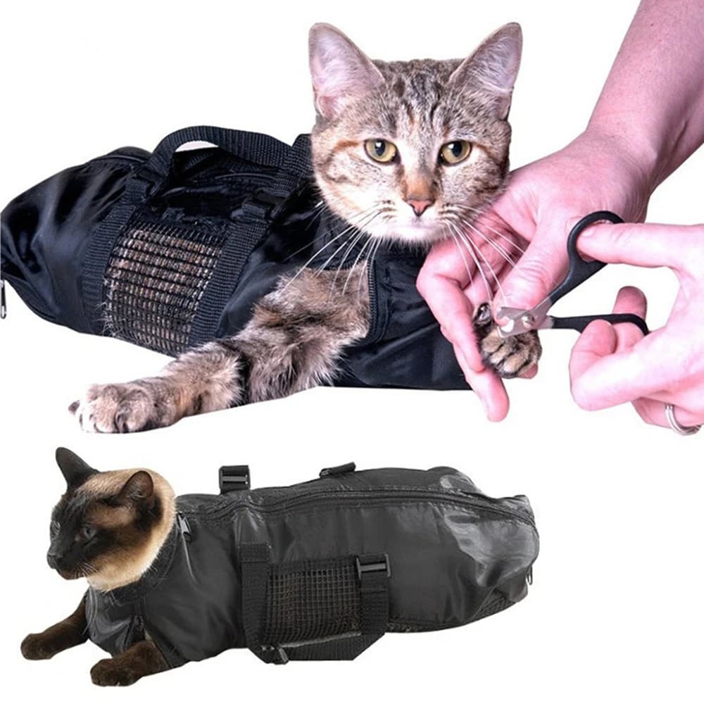 Bathtub bag for cats in net pet bath bag in Oxford fabric for finishing nails for pets anti-scratch cleaning considered for shower bite