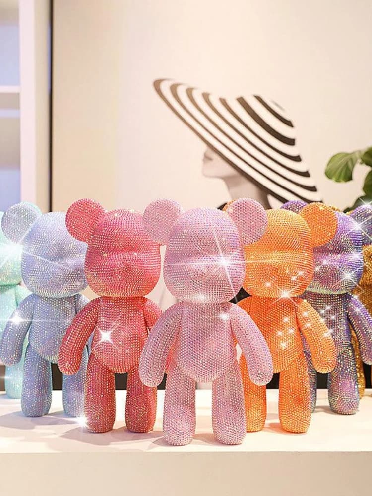 Fai da te fatto a mano orso figurine pittura diamante interno strass estetica orso Kawaii artigianato decorazione ornamenti decorazioni decorazioni per la casa