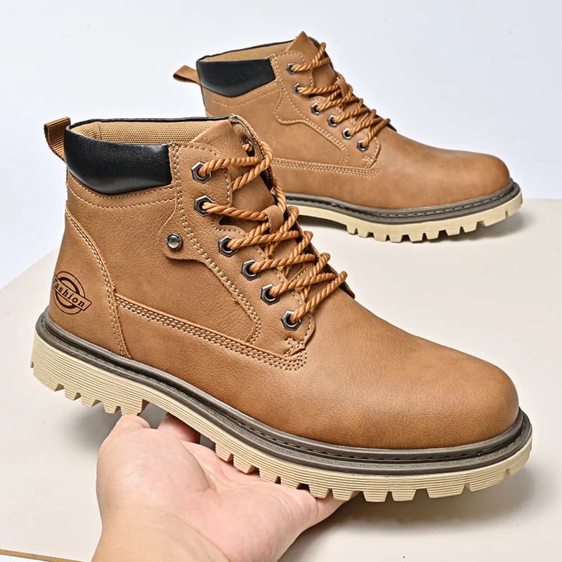 Handmade Men's Boots Outdoor Hiking Boots Lace Up Ankle Boots Autumn Leather Boot High Top Non-slip Men Shoes Botas Para Hombre