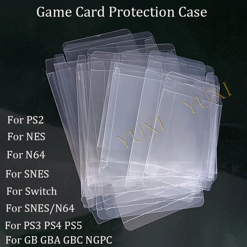 YUXI 1 pezzo di Plastica Trasparente PET Scatola di Gioco Per N64 GB GBA GBC SNES NES Interruttore Adatto Per PS2 PS3 PS4 PS5 Custodia protettiva