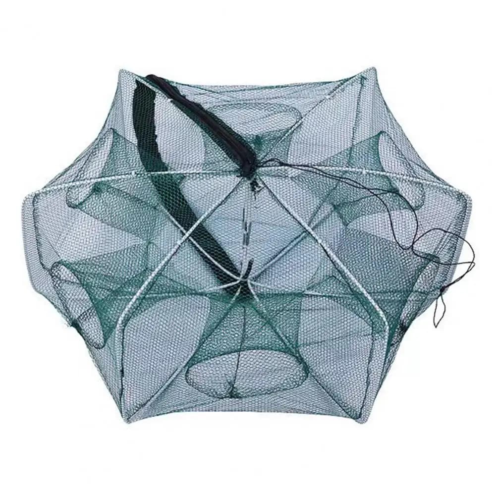 Foldable Fishing Trap Easy to Use Fishing Mesh Net with Steel Wire Portable Long-lasting Fishing Cage for Shrimp Crab Minnow
