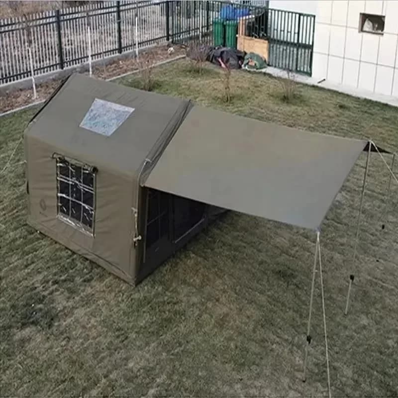 Tenda gonfiabile da esterno resistente al vento e alla pioggia, in tessuto di cotone impermeabile e con protezione solare, per il campeggio