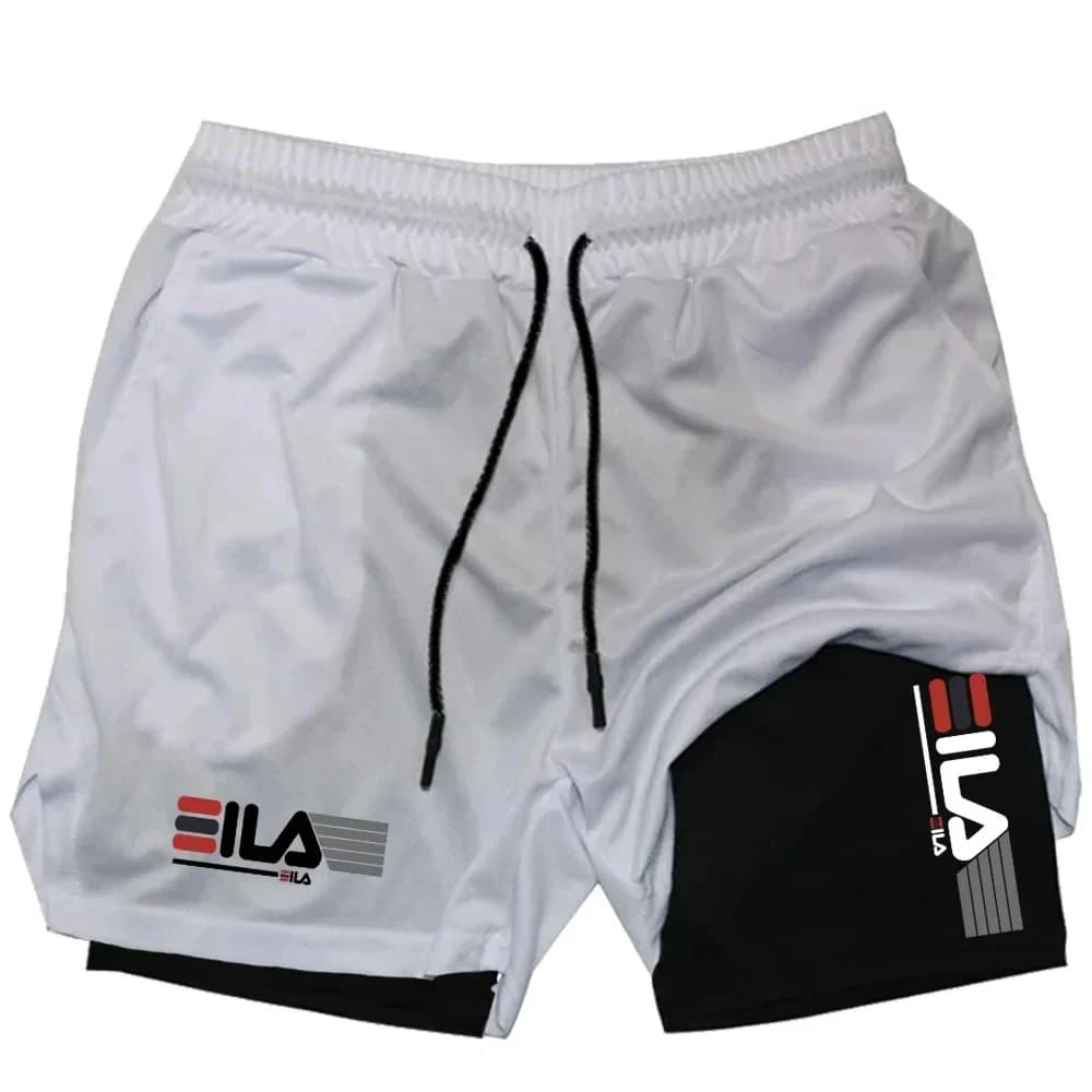 Pantaloncini sportivi due in uno da uomo, traspiranti, casual, ad asciugatura rapida, a doppio strato, pantaloncini estivi per corsa e sport.