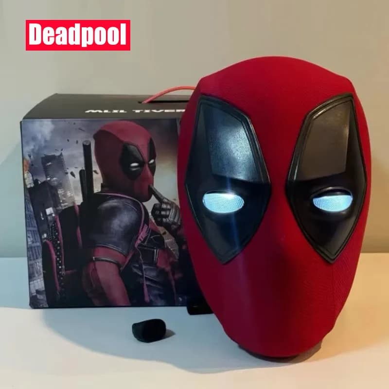 Marvel Deadpool Mascara Lamping Eyes Cosplay Mask Scale 1:1 Control Ring Toy for Adults and Children Model Gift Collection