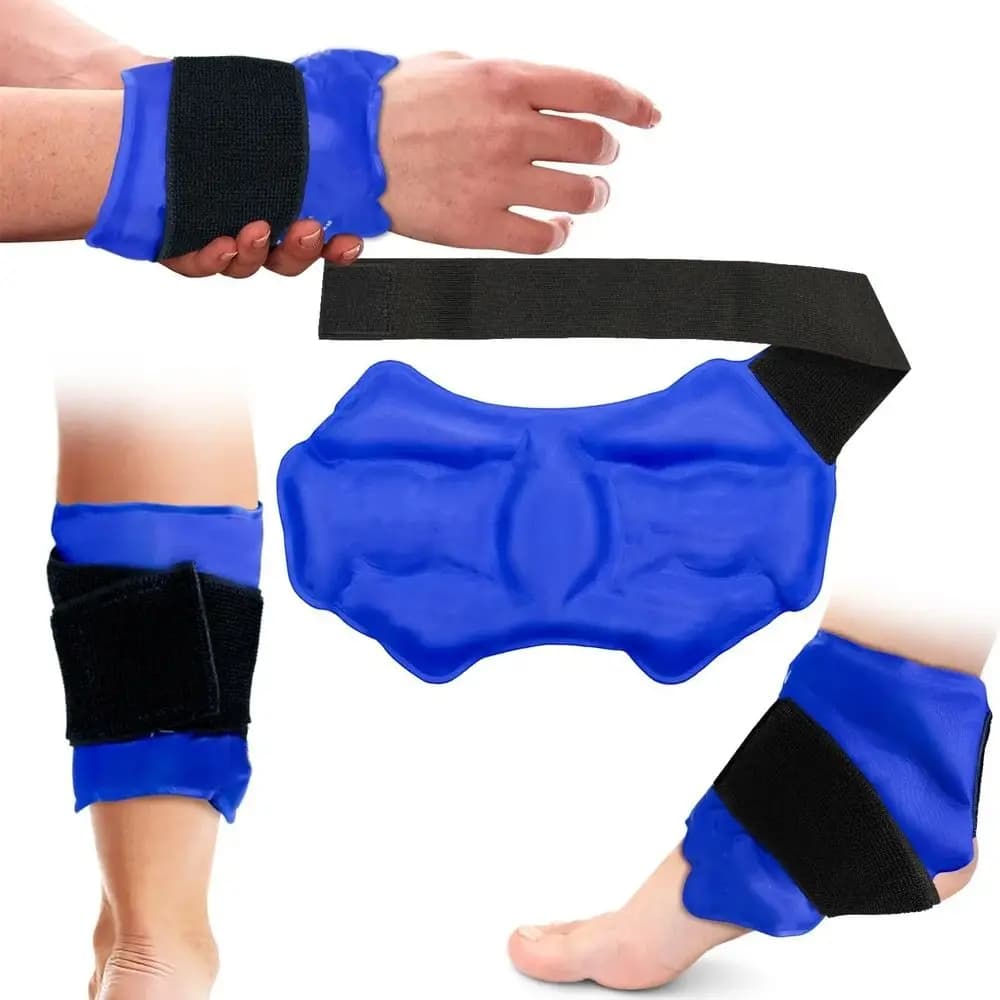Impacco di ghiaccio in gel riutilizzabile Doppia temperatura Sollievo dal dolore Tutore per caviglia Impacco di ghiaccio Design con cinturino flessibile Terapia del freddo caldo Impacco freddo sportivo