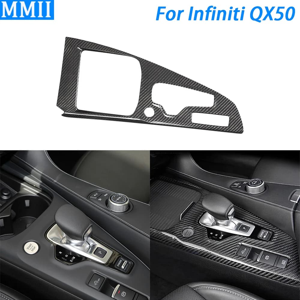 Per Infiniti QX50 2018-2023 Real Dry Carbon Fiber Gear Shift Panel Trim Cover Car Interior Decoration accessori retrofit
