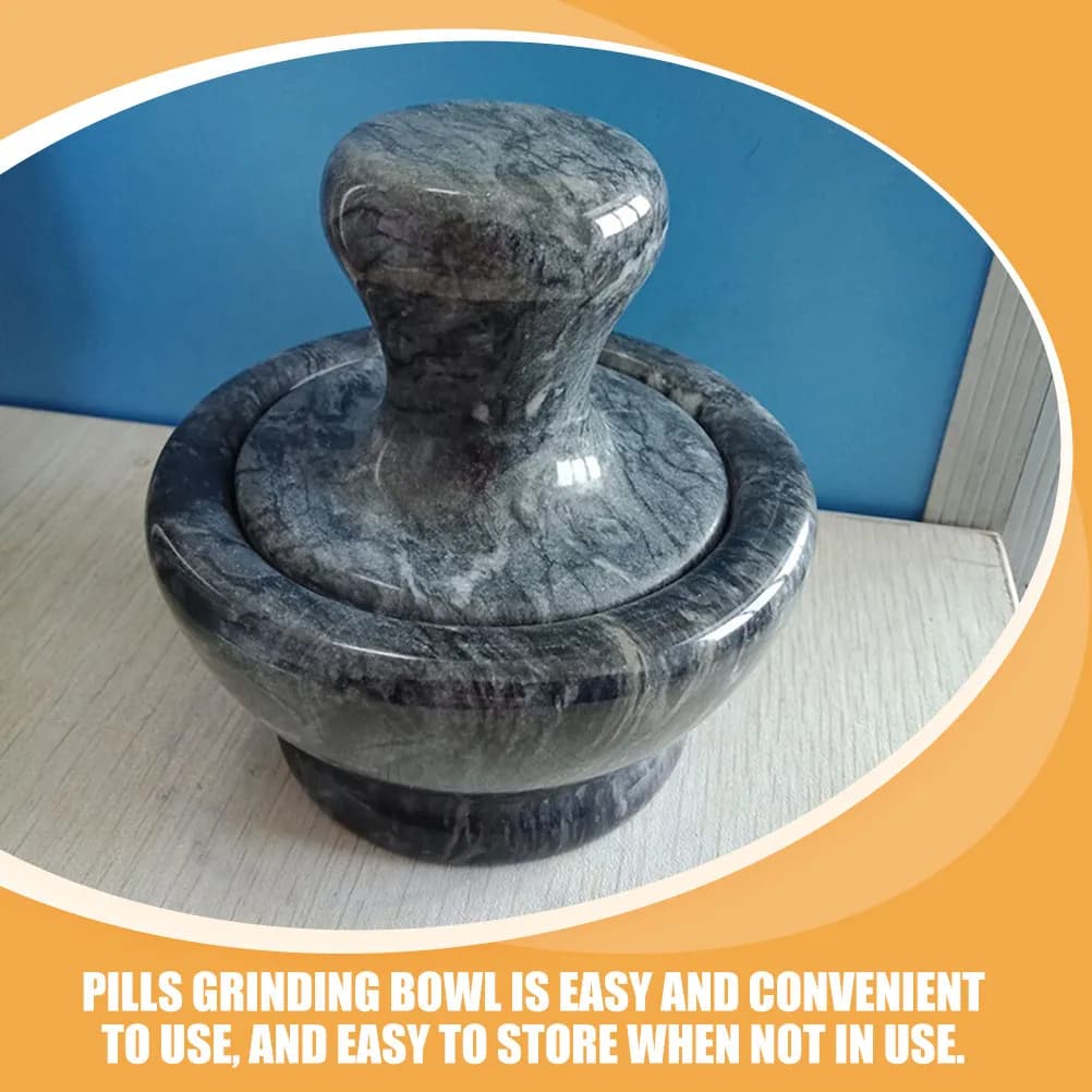 1Set Mushroom Style Marble Mortar Pestle Set Ergonomic Comfort Grip for Garlic Ginger Spices Tablets Crushing Kitchen Pharmacy