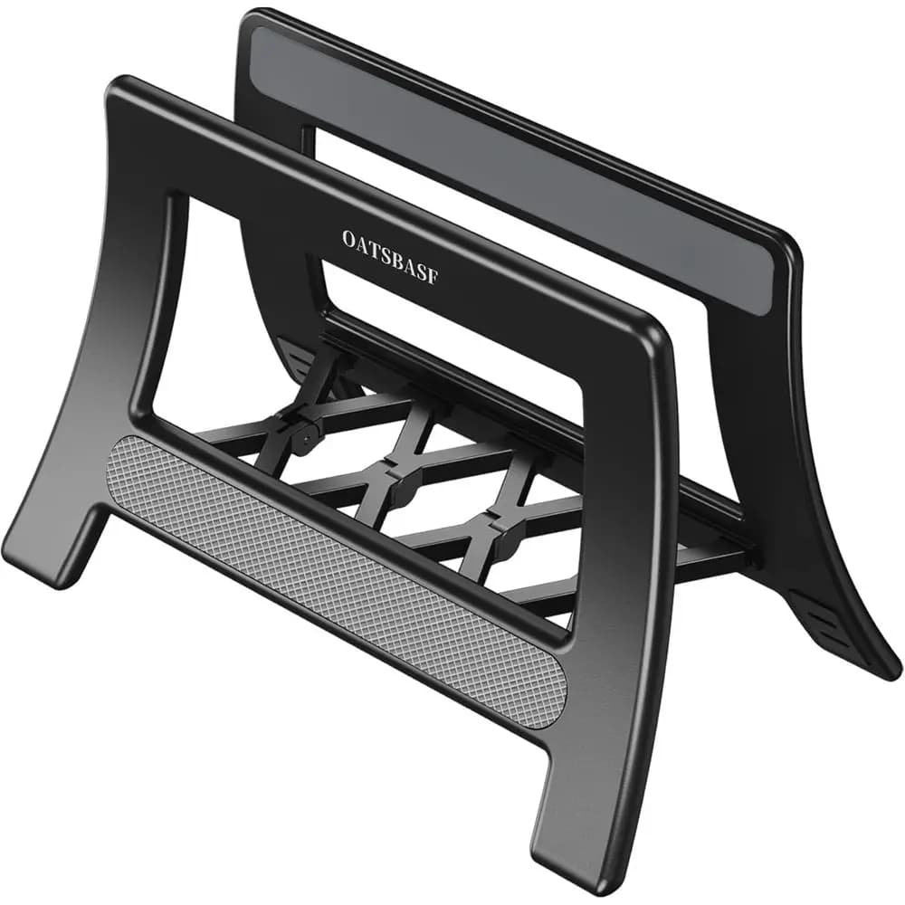 Adjustable Width Cutting Board Holder Stand for Kitchen Counter and Cabinet Lid Storage (Black)