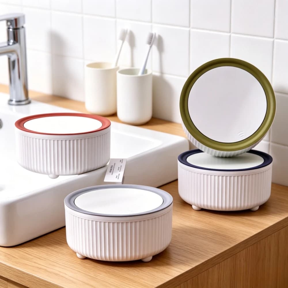 Simple Desktop Trash Can with Lid Open Press Small Paper Basket Living Room Coffee Table Cute Tabletop Garbage Container