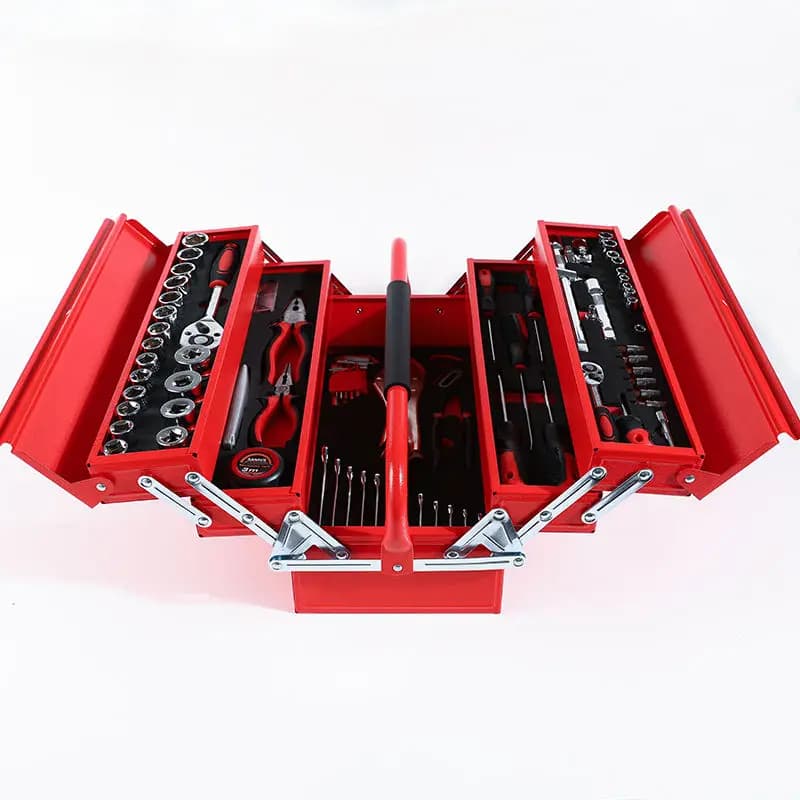 18''' Portable Tool Box with Double Handle, 5 Trays, Set of 90 CR-V Tools in SPCC Material for Repair Workshop