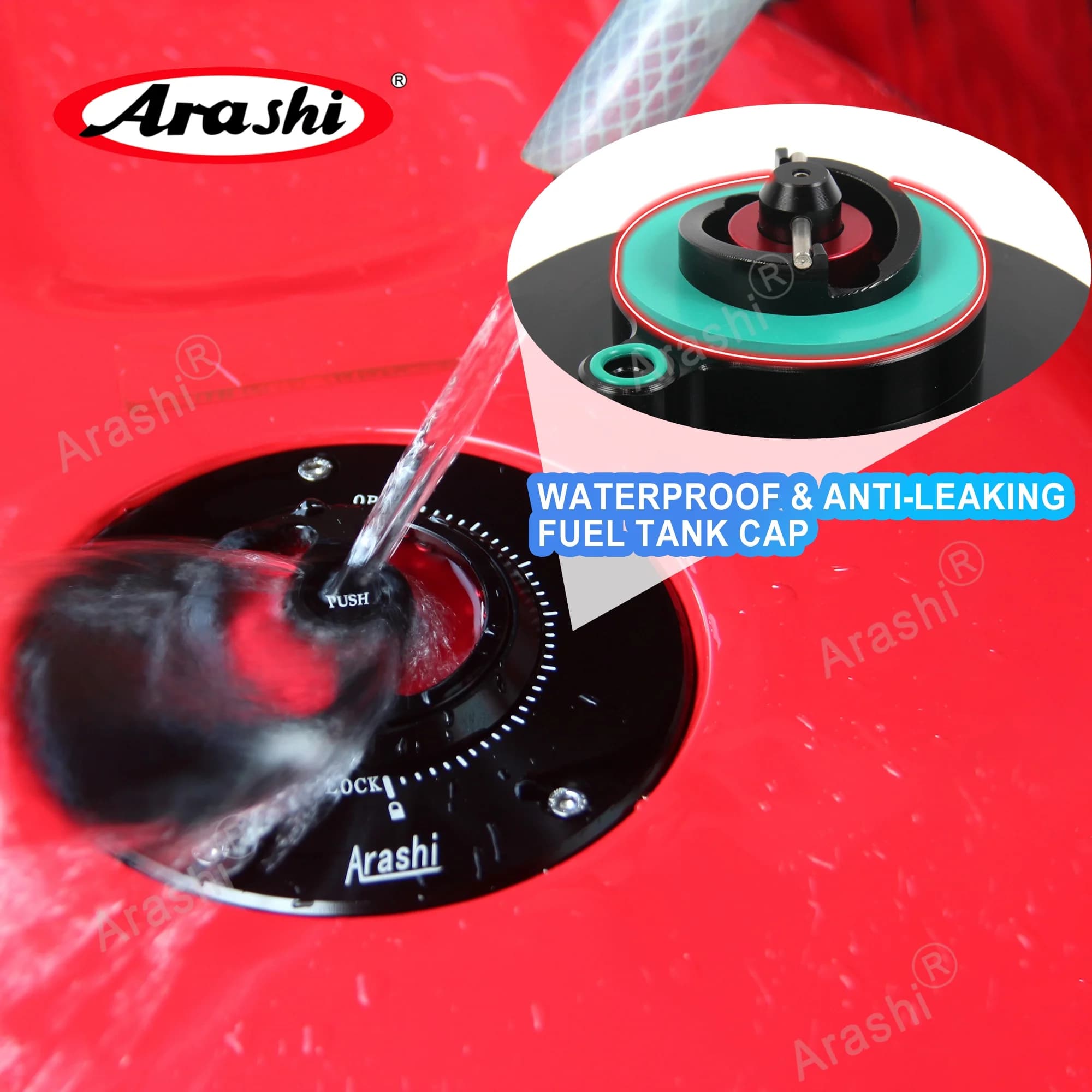 Arashi CNC tappo serbatoio carburante coperchio serbatoio olio custodia benzina impermeabile per YAMAHA HONDA KAWASAKI SUZUKI 105mm 108mm 3 punti di montaggio