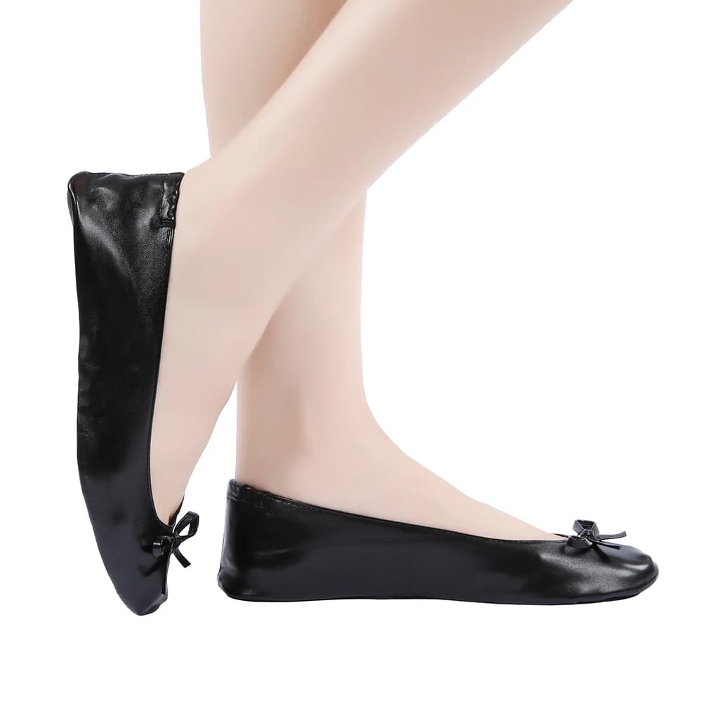 Ballerine portatili pieghevoli da donna Pantofole arrotolabili con suola morbida Slip On comode scarpe basse da viaggio per matrimoni con borsa