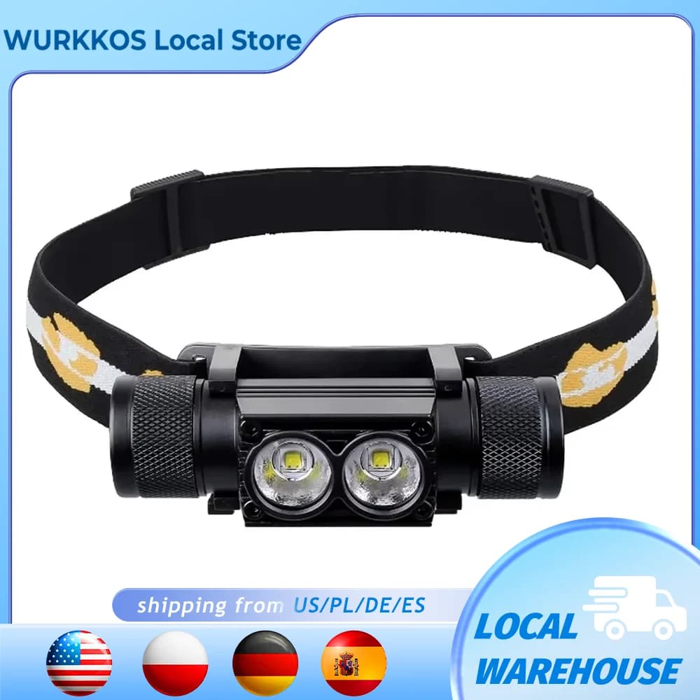 H25S Waterproof Front Lamp 18650 Headlight 5 Mode Double Luminus SST40 LED 1200lm Rechargeable USB Flashlight Working Lamp for Hiking