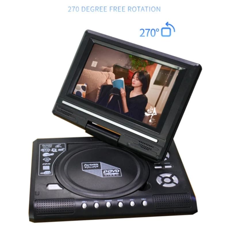 Lettore DVD portatile da 7'' per con telecomando Supporto per pad di gioco Scheda USB/SD Formati a disco multipli per dormitorio domestico