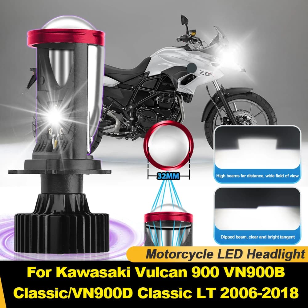 Moto HA CONDOTTO LA Lampadina Del Faro 6000K Bianco 12V Moto Faro Per Kawasaki Vulcan 900 VN900B Classic/VN900D Classic LT 2006-2018