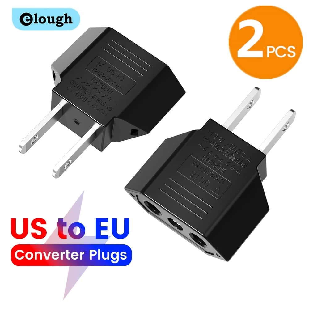 Elough 4.0mm Converter from US to EU Plugs European Travel Adapter from EU to USA America Power Adapter from US to EU Electric Plug