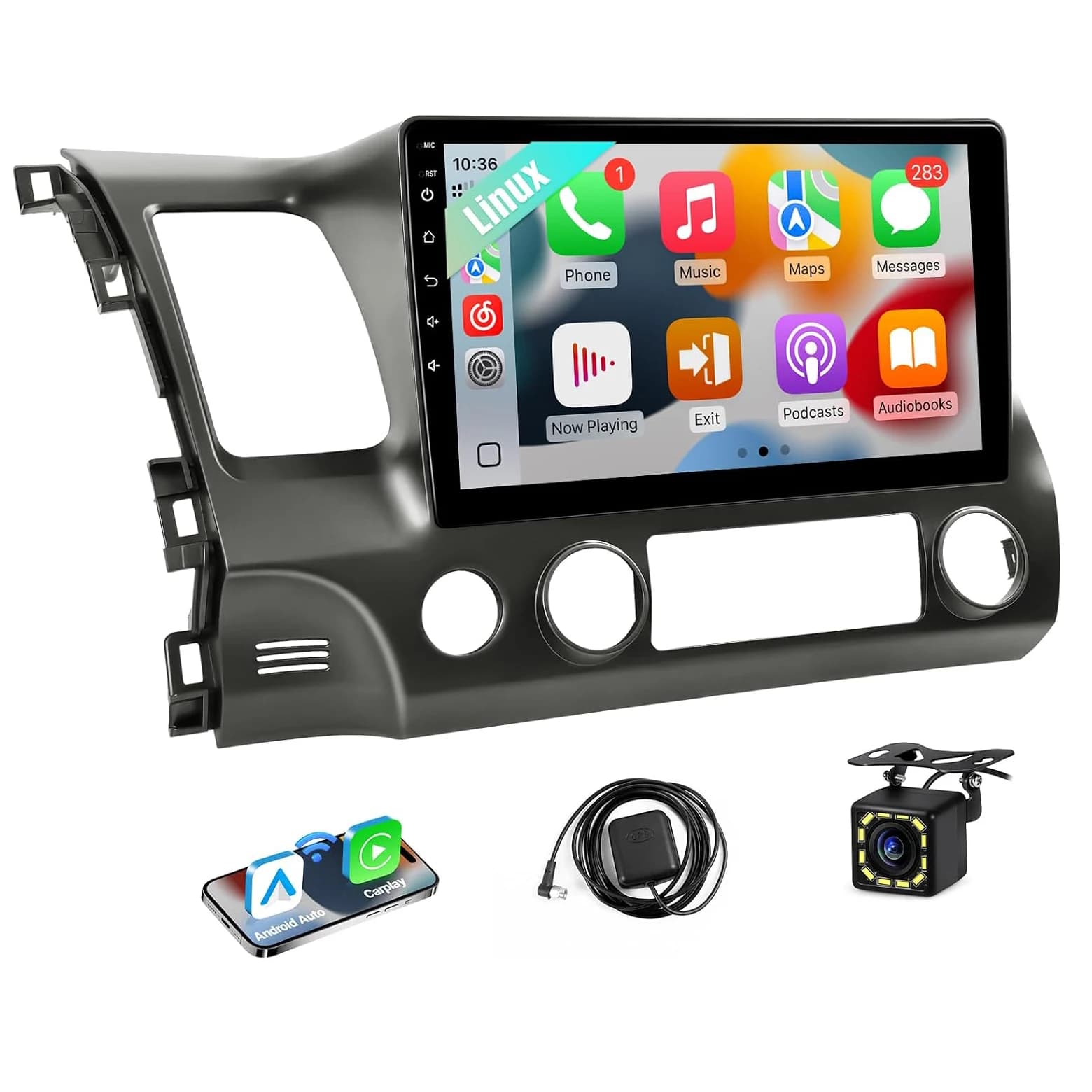 Linux Radio for Honda Civic 2006-2011 (FIT JBL.) Wireless Apple Carplay Android Auto, Upgrades 10.1" IPS Touchscreen