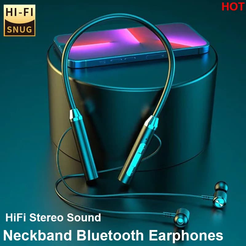 Cuffie wireless, auricolari Bluetooth, auricolari con archetto in silicone, auricolari sportivi stereo HiFi 9D, auricolari magnetici impermeabili