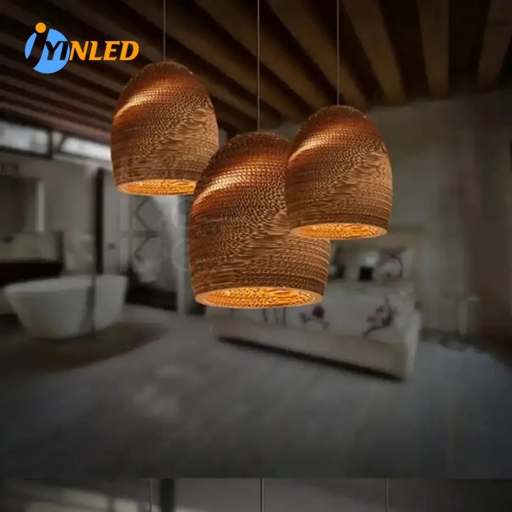 Illuminazione decorativa casa illuminazione intelligente cartone riciclato illuminazione a sospensione carta progetto di moda lampada a sospensione per Villa