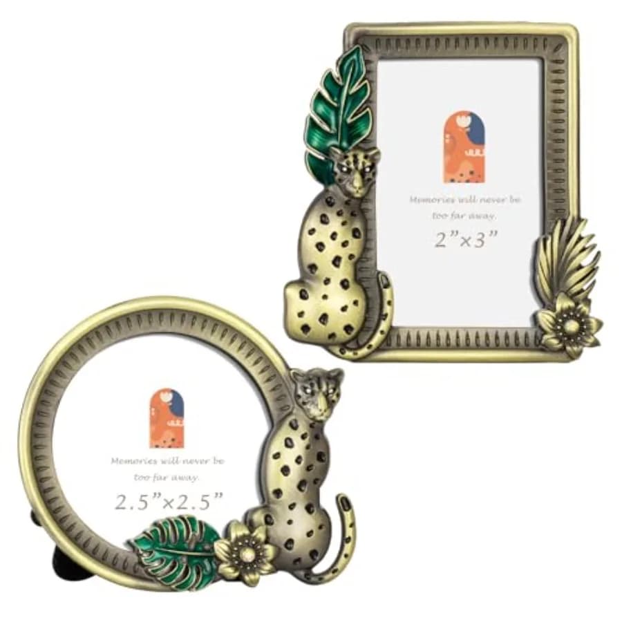 Cornici Portafoto Leopardate - Regali Ideali per Ogni Occasione 2"x3" e 2.5"x2.5" - Elegante Decorazione per la Casa con Design Pronto per Foto Digitali