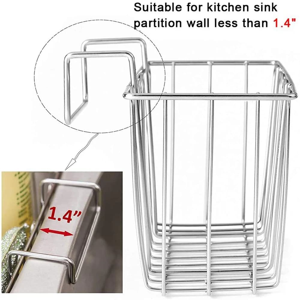 Cestino per rifiuti antiruggine in acciaio inossidabile, portaoggetti per spazzole, porta spugna per la casa, forniture da cucina, scolapiatti, cestello per lavello