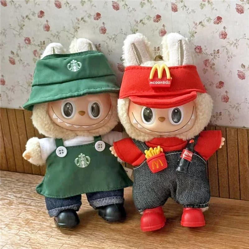 Abbigliamento da lavoro Abbigliamento per bambola Labubu Fast Food Patatine fritte Hamburger Fahsion Grembiule da caffè Accessori di abbigliamento cosplay