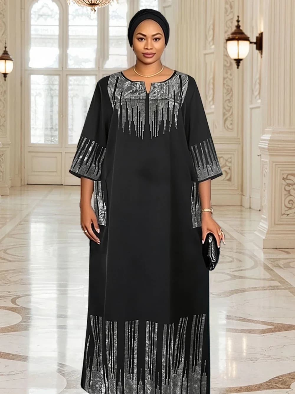 African Long Dresses For Women Luxury Dashiki Diamond Maxi Robes Wedding Party Evening Gown Turkey Africa Clothing Hijab Kaftans