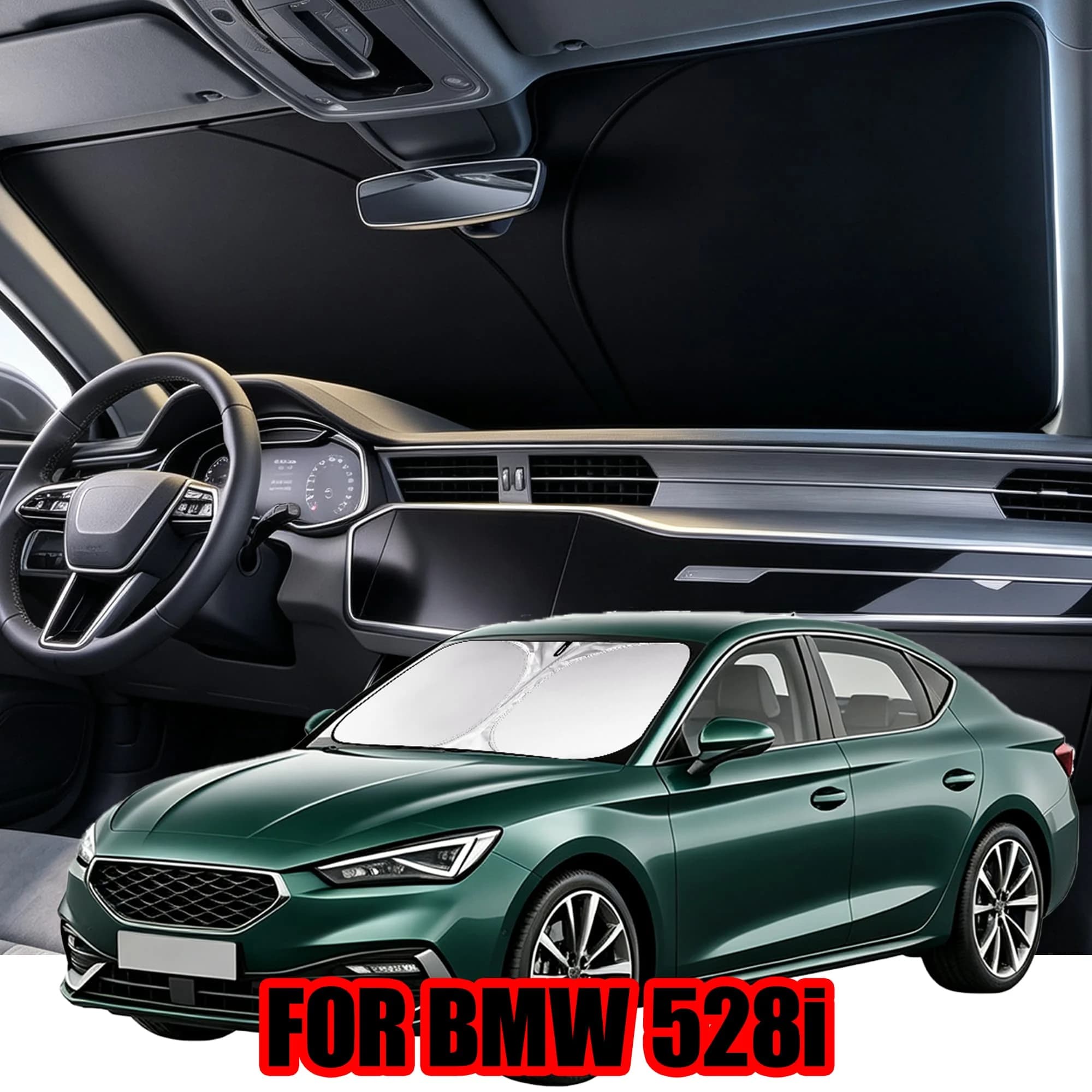 FOR BMW 528i Windshield Sunshade With Titanium Silver Coating, UV Protection & Heat Block