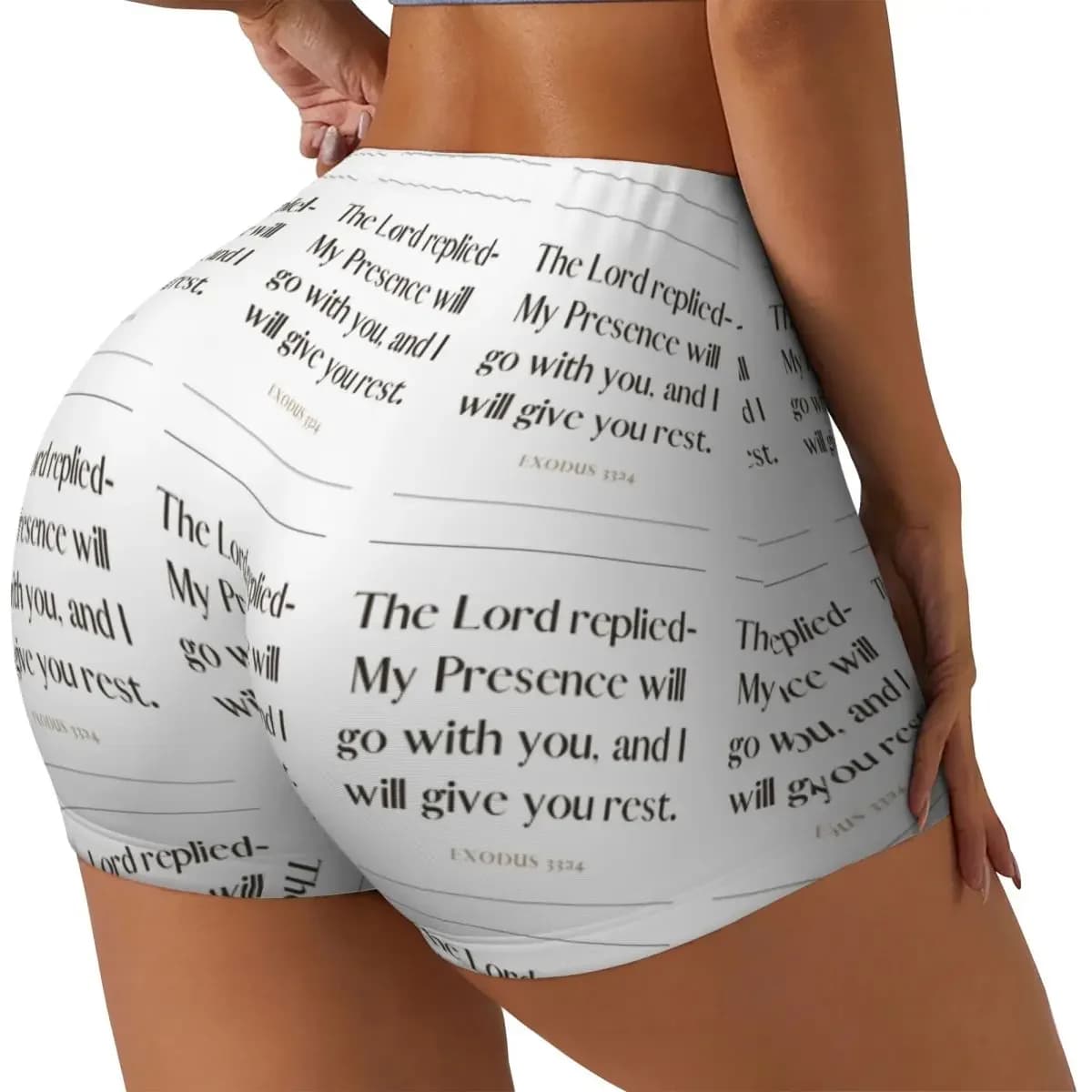 Custom Exodus 33 11 Minimalist Square Bible Verse 33v14 Women Gym Workout Running Shorts Athletic Volleyball Biker Yoga Shorts
