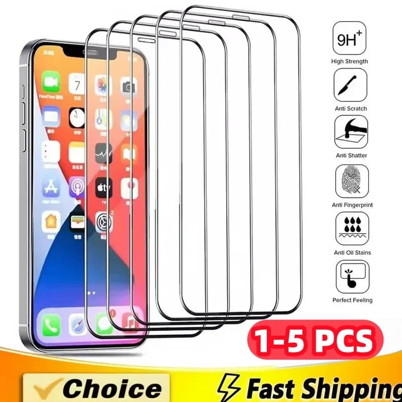 1-5 Pezzi Vetro Temperato per iPhone 17 16 15 14 13 12 11 Pro Max X XR 12Mini 13Mini 8 7 6 14 Plus SE X XS XR Protezione Schermo in Vetro